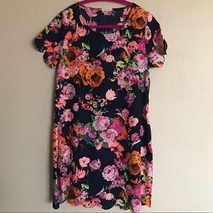 Scallop Trimmed Floral Dress